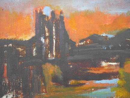 Orange Waterside Landscape No. 2 by Harry Shoulberg