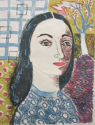 Dutch Arist Portrait Lithograph by Mona Eyck