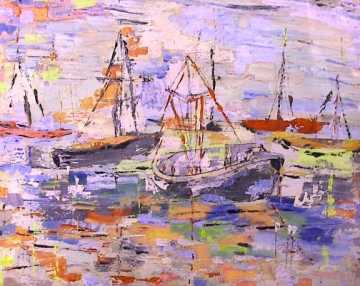 Boats at Dock by Ethel Cutler
