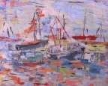Boats at Dock by Ethel Cutler